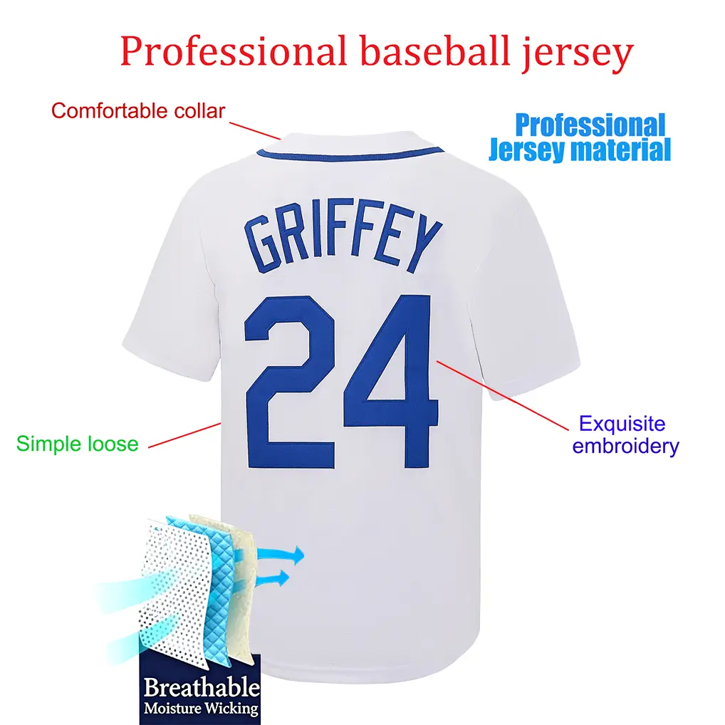 Men's #24 White Baseball Jersey,Embroidered Baseball Clothing,Fan Commemorate Gift