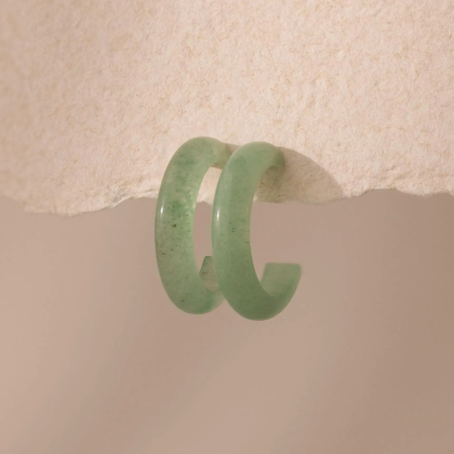 Jade Hoop Earrings by Caitlyn Minimalist - Thick Green Jade Earrings - Chunky Gemstone Earrings - Boho Statement Jewelry - Best Friend Gift