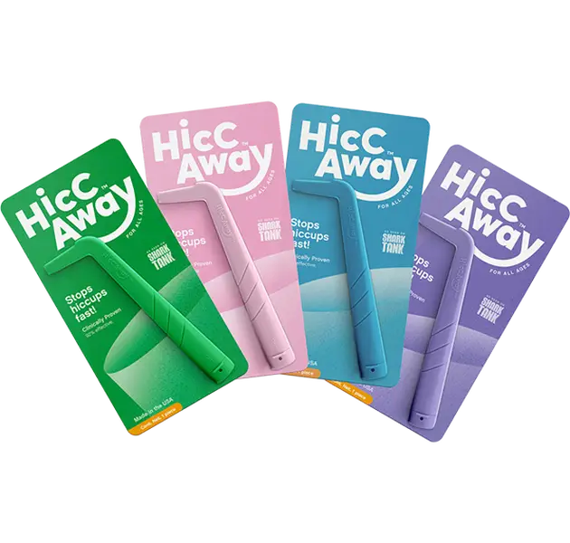 HiccAway Hiccup Straw Family Pack of 4 - Stops Hiccups Fast, as seen on Shark Tank - Clinically Proven for All Ages. Safe, reusable & lightweight.