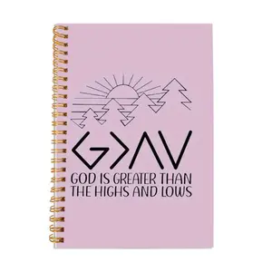 Christian Spiral Notebook, 1 Count God is Greater Than the Highs and Lows Christian Devotional Notebook, Bible Journal for Note Taking, Bible Journaling Notebook, Notepad, Office Stationery Supplies