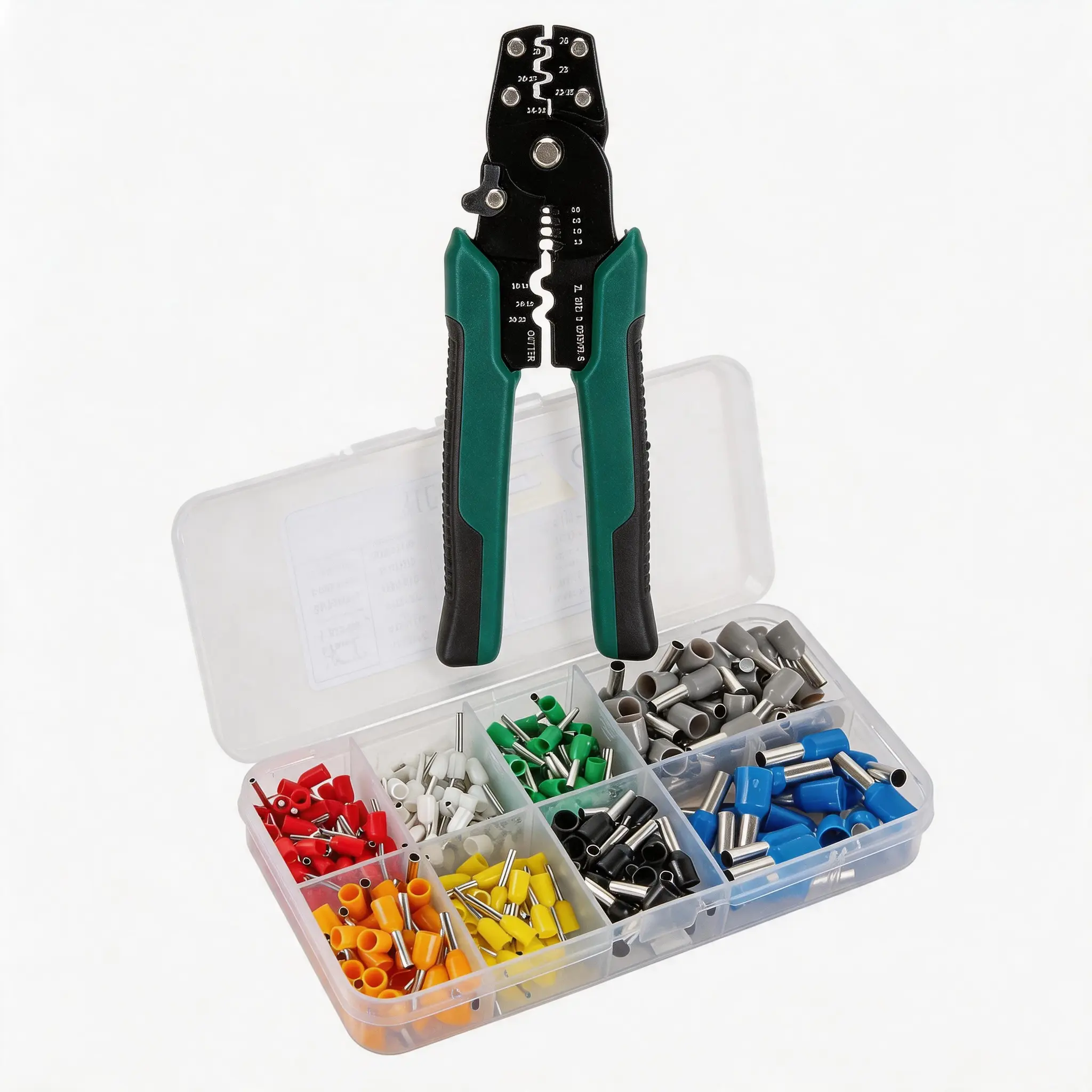 Manual 300PCS VE Terminal Ferrules Complete Hand Tool Set, Heavy-Duty Crimp Tools with Wire Crimp Pliers & Storage Box for Household, Automotive Heavy-Duty Wire Crimping Tasks, Wiring Jobs