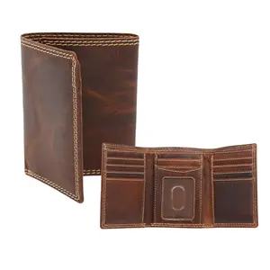 RFID Trifold Wallet – Vintage Brown Napa Leather, 10-Card