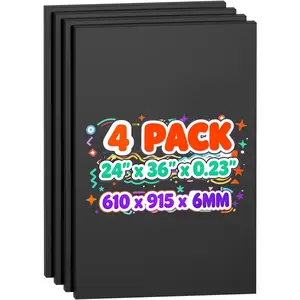 4 Pack 24"x36" 0.23 Inch Thick Black Double-Sided Acid-Free Foam Core Board Large Lightweight Polystyrene Mat Board for Painting Display Craft & School Projects