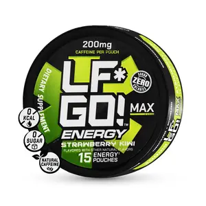 LF*GO! Energy Pouches - 15 Strawberry Kiwi Caffeine Pouches with 200 mg Natural Caffeine, 0 Calories & 0 Sugar per Can