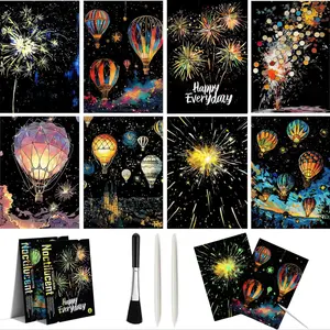 Glow in The Dark Scratch Art Paper with Photo Frame & Pen & Cleaning Brush, 1 Set Creative Craft Toy, Engraving Art Creative Craft Tools Set, Gift for Boys & Girls, Scratch Art Fun, Creative Crafting
