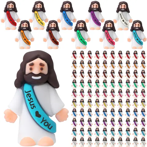 100Pcs Little Jesus Figurines Jesus love You Figures to Hide and Seek Mini Jesus Figures for Church Baptism Gift Sunday School Classroom Reward Halloween Non-candy Trunk or Treat Halloween Party Favor