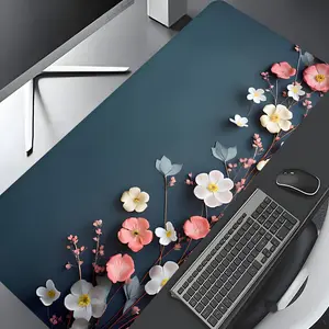 Large Floral Embossed Design Gaming Mouse Pad, Aesthetic Desktop Decor, Desktop Accessory and Protective Mat, Non-Slip Rubber Edges, Multi-Size Options for Laptops & PCs, Ideal Gift for Kids and Teens, Gaming Mousepad