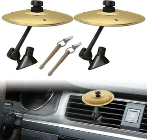 Cute Car Decor, 2 Pack Car Cymbal Air Vent, Mini Car Drum Set with Stick, Fun Musical Car Accessory  Drummers & Music Lovers, Durable Cymbal  Car Vent, Fits Most Vehicles (Gold) steering wheel cover for girls