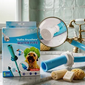 Dog Shower Attachment Hose - 5ft Slip-On Pet Sprayer, Tool-Free Handheld Grooming Head for Easy Pet Baths & RV Use