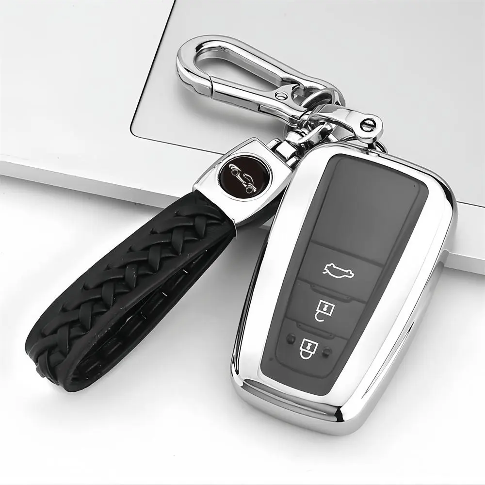 Car Key Case with Keychain, Car Key Protector, Key Fob Shell, 1 Count Soft TPU Key Shell Cover, Auto Accessories for Toyota for Prius for Camry for Corolla for CHR for Prado 2018 2022, Car Key Accessory, Car Key Holder
