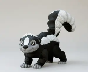 3D Printed Skunk Figurine Articulated Collectible Toy in Black & White PLA Material for Animal Lovers and Woodland Decor