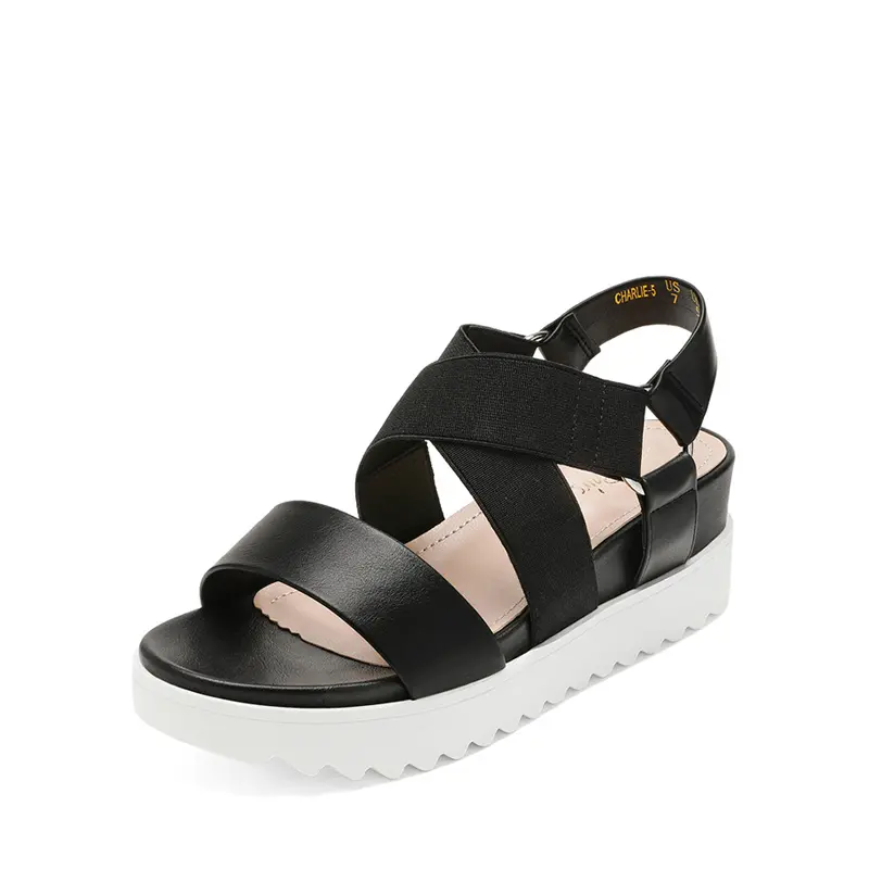 Dream Pairs Women's Sandals - Open-Toe Slip-On Footwear, Edgy Platform Wedge Heels, Crisscross Elastic Ankle Strap, EVA & Fabric Accents for Casual Wear