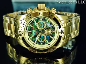 NEW Invicta Men's 51mm Pro Diver SCUBA Chronograph ABALONE Dial Gold Tone Stainless Steel Watch