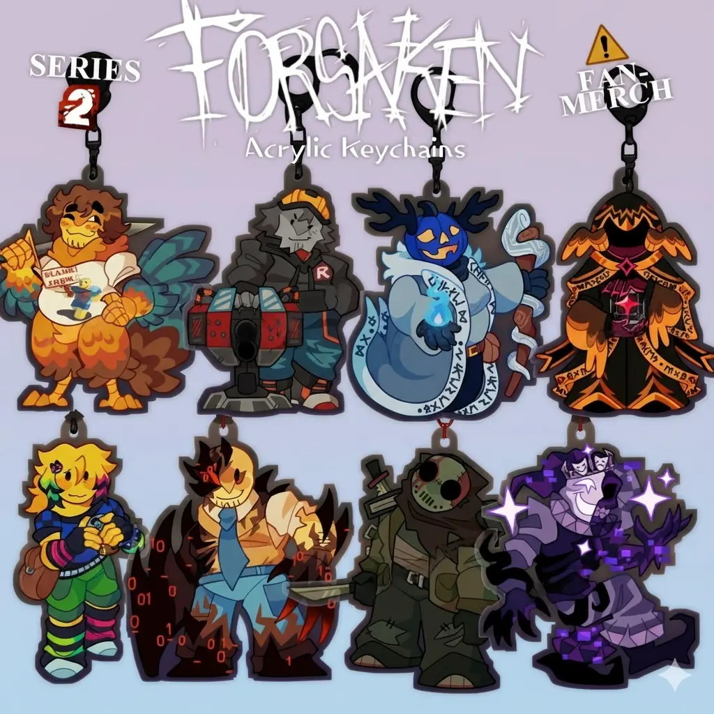 FORSAKEN Keychains - Shedletsky, Builderman, Dusekkar, Taph, Noob, John Doe, Slasher, Noli, Roblox Forsaken Keychains, Cute, Durable, And Perfect For Bags, Keys, Or Gifts. Great For Daily Use Or As Thoughtful Little Gifts For Your Friends And Yourself.