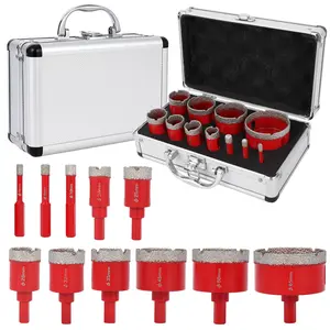 Heavy-Duty Air-Powered Brazed Diamond Core Drill Bits, 11 PCS 6mm to 65mm Precision Hole Saw Kit, Wet & Dry Drilling Tool with Smooth Edge Finish for Porcelain, Ceramic, Marble, Granite Tile Cutting