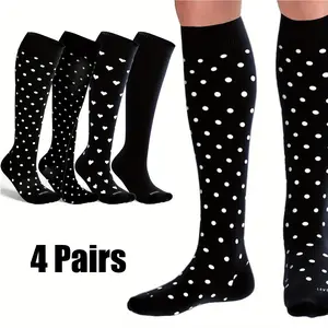 Pack of 4 Compression Socks for Women Men,Knee High Compression Socks for Nurses Running Hiking Cycling Pregnancy