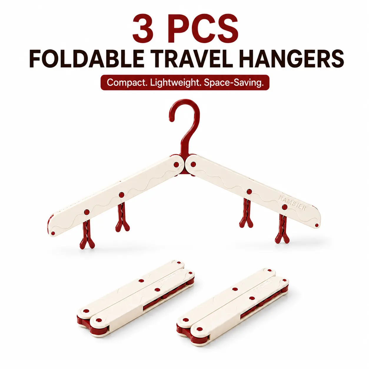 3PCS Foldable Travel Clothes Hangers | Compact Space-Saving Portable Hangers for Suitcases, Carry-On, Camping, Dorm Rooms & Small Closets