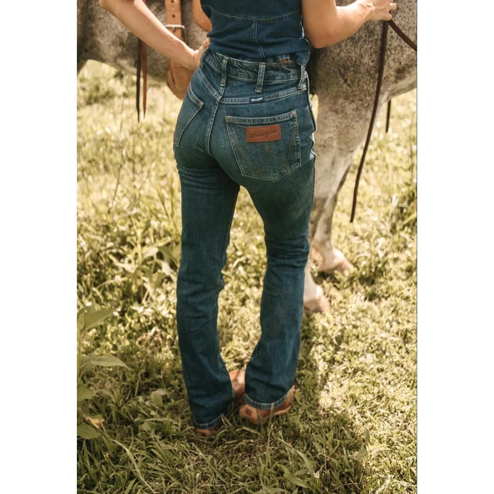 Wrangler Women's Autumn Festival Bootcut Jeans - High-Rise Regular Fit in Stretch Cotton Denim with 5 Pockets, Bottoms, Western Ootd, Elastane, Bootcut Leg, 28X36