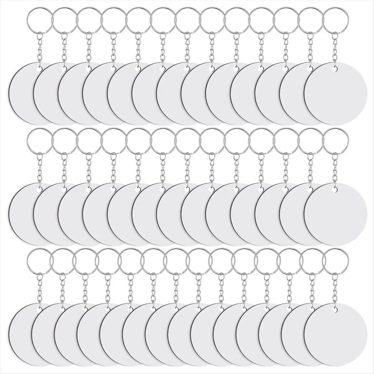 120 Pieces Round Sublimation Keychain Blanks Double Side Heat Transfer Blanks MDF Key Rings Blank Board Key Chain Blanks