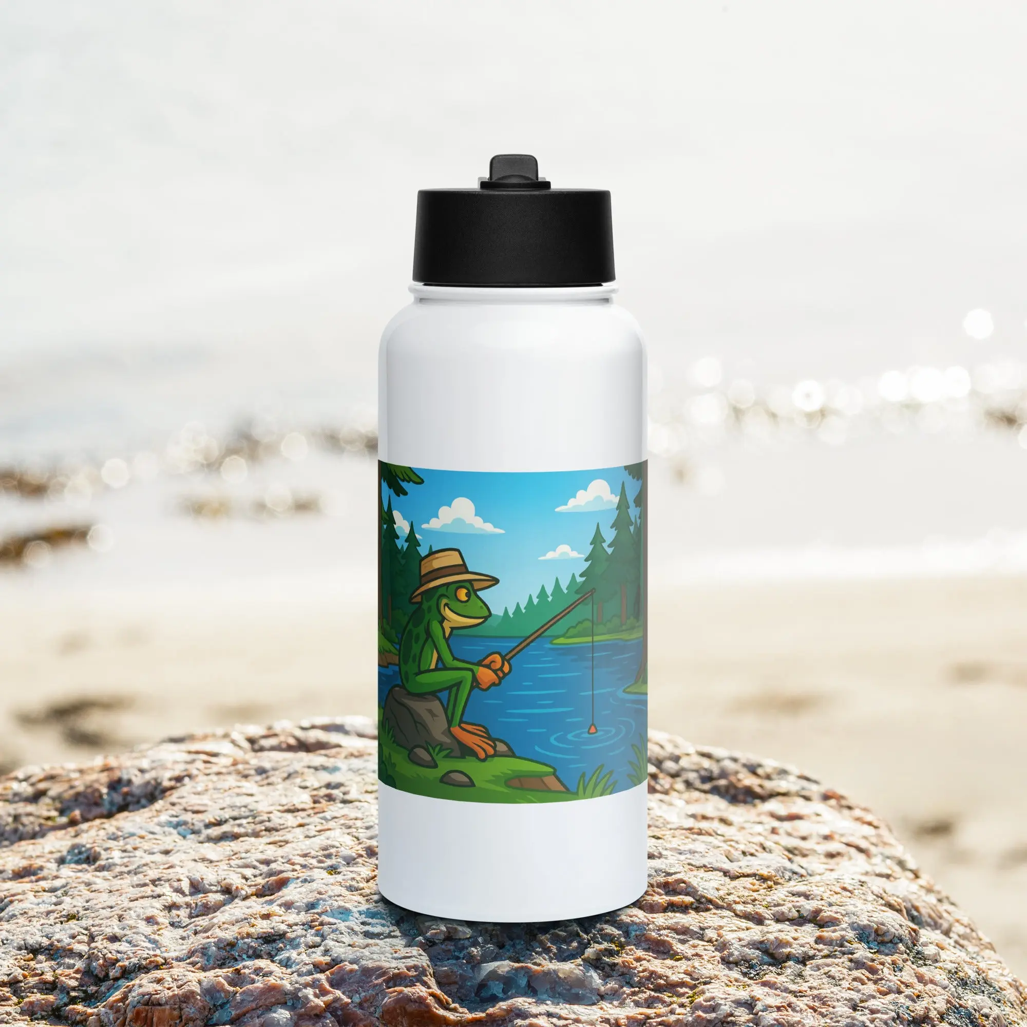 Grumpyfrog Stainless Steel Water Bottle – 32oz Insulated with Straw Lid