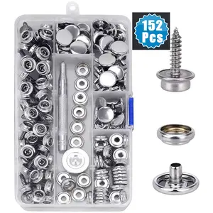 152Pcs Snap Fastener Boat Canvas Marine Screw Press Stud Cover Button Tool Kit