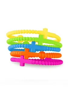 5pcs Cute Random Color Hand Strap, Thin Cross Silicone Bracelet, New Fashion Bracelets, Accessories Gifts, Women & Men Jewelry, Fashion Cross Bangle