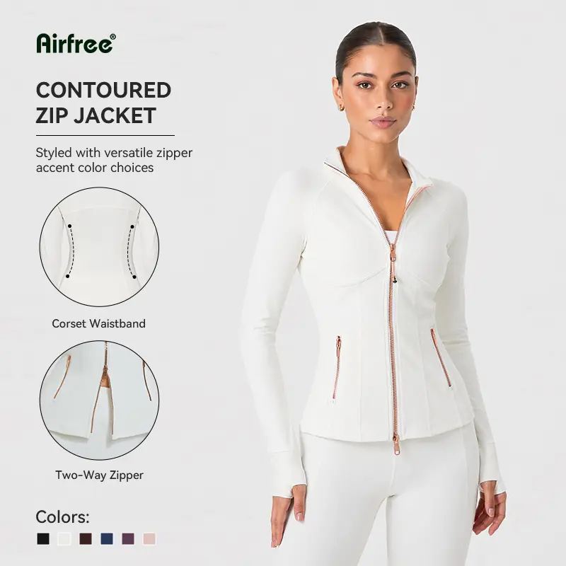 Airfree Women's Sporty Jacket with Pockets, Leggings, Flare & Straight-Leg Pants, Thumbholes Design, Casual Athletic Workout & Yoga Wear, Sweat Suit, Travel Essentials, Camping Essentials