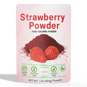 Strawberry Powder, 1 Lb 100% Natural Fruit Powder | Freeze-Dried Strawberries Source | No Sugar & Additives | Great Flavor for Drinks, Smoothie, & Beverages | Strawberry Flavoring for Cakes, Baking | Food Coloring Powder