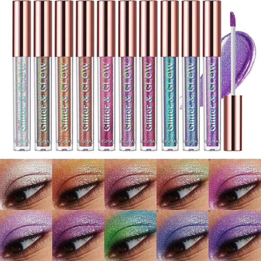 Glitter & Glow  Pearl Liquid Eyeshadow Set - Waterproof Metallic Diamond Shimmer Eye Shadow, Smudge-Proof, Quick-Drying, Flawless Blend for Daily Makeup, Ideal Gift for Women,sunscreen