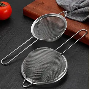 Stainless Steel Fine Mesh Filter, 2 Counts Oil Tray Bird's Nest Colander Strainer, Egg White Separation, Flour Sieve, Baking Tools, Food Filter Tools, Kitchen, Food Colander Kitchenware