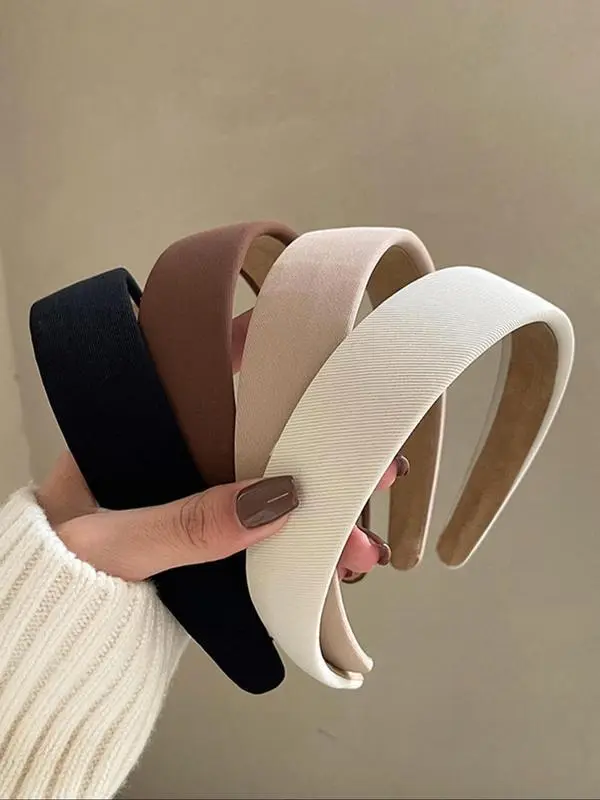 4PCS Women's Casual Minimalist Design Hair Hoops As Gift, Trendy Minimalist Multicolor Durable Material Hair Hoops, Chic All-match Versatile Headband Head Wrap for Hairstyle Decor for Women & Girls, Chic Hair Accessories