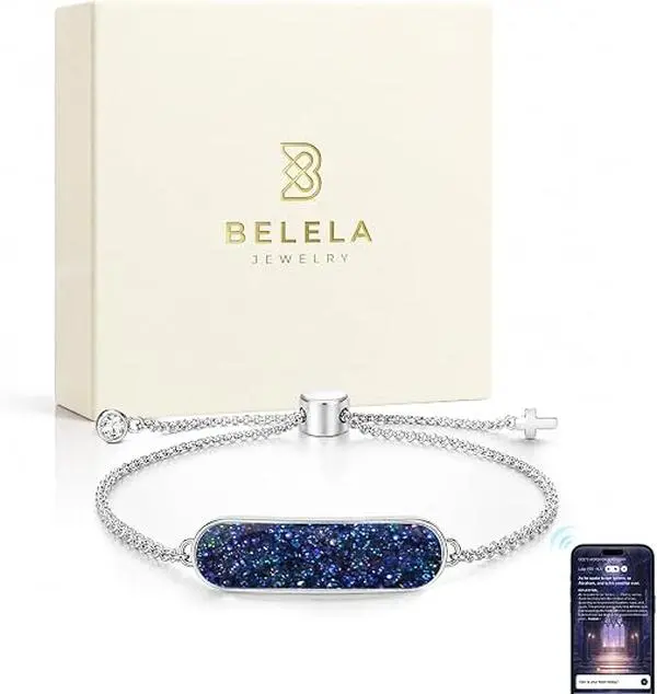 BELELA Women's Stainless Steel Bangle Bracelet, Elegant Fashion Jewelry for Daily Wear & Gifts, Christian NFC Daily Bible Verse Bracelet, Tap to Read & Listen