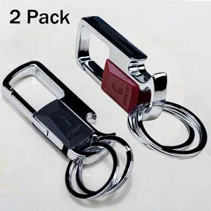 2 PCS Metal Keychain with Detachable 2 Key Rings Multifunctional Key Chain and Bottle Opener Design Heavy Duty Key Chain Ring Clip Holder for Home Car Keys Fashion Creative Gift Men & Women(Black+Brown)