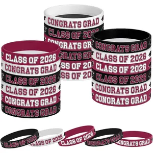 Graduation Decorations : Congrats Grad Wristband Silicone Bracelets - Graduation Party Favors & Class of 2026 Decorations, Gifts for Grads!,30Pack, 2 Designs