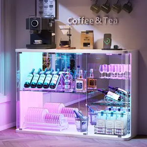FREDEES Glass Display Cabinet with RGB Lights, Rounded Display Case for Collectibles with Human Sensor Design, LED Curio Cabinet for Storage Action Figures/Trophy/Medal