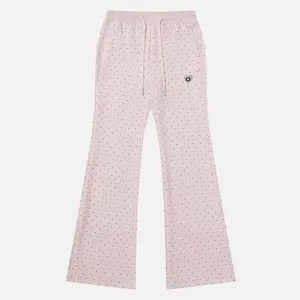 Aelfric Eden Polka Dot Bootcut Sweatpants Mid Rise Drawstring Elastic Waist  Bootcut Silhouette Soft Knit Fabric Sweet Casual Streetwear Women Bottoms