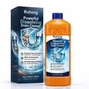 Powerful Dissolving Drain Cleaner Shower Drain and Sink Cleaner in One Liquid Clog Remover Fast‑Acting to Unclog Standing Water Remove Hair and Food Blockages Sink Deodorizer Household Items for Daily Use