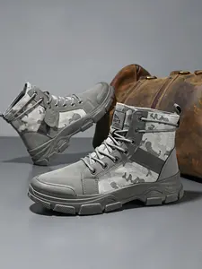 Men's Work Boots, Tactical Work Boots, Winter Shoes, Casual Hiking Boots, Anti-Slip Windproof Design, High-Top Laced Up, Perfect for Outdoor Activities