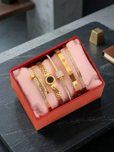 5 Piece Elegant & Luxurious 304 Stainless Steel Bracelet Set for Women & Men, High-Quality Fashionable Stackable Bracelets, Exquisite Unisex Jewelry for Daily Wear, Christmas, Thanksgiving, Valentine’s Day & Birthday