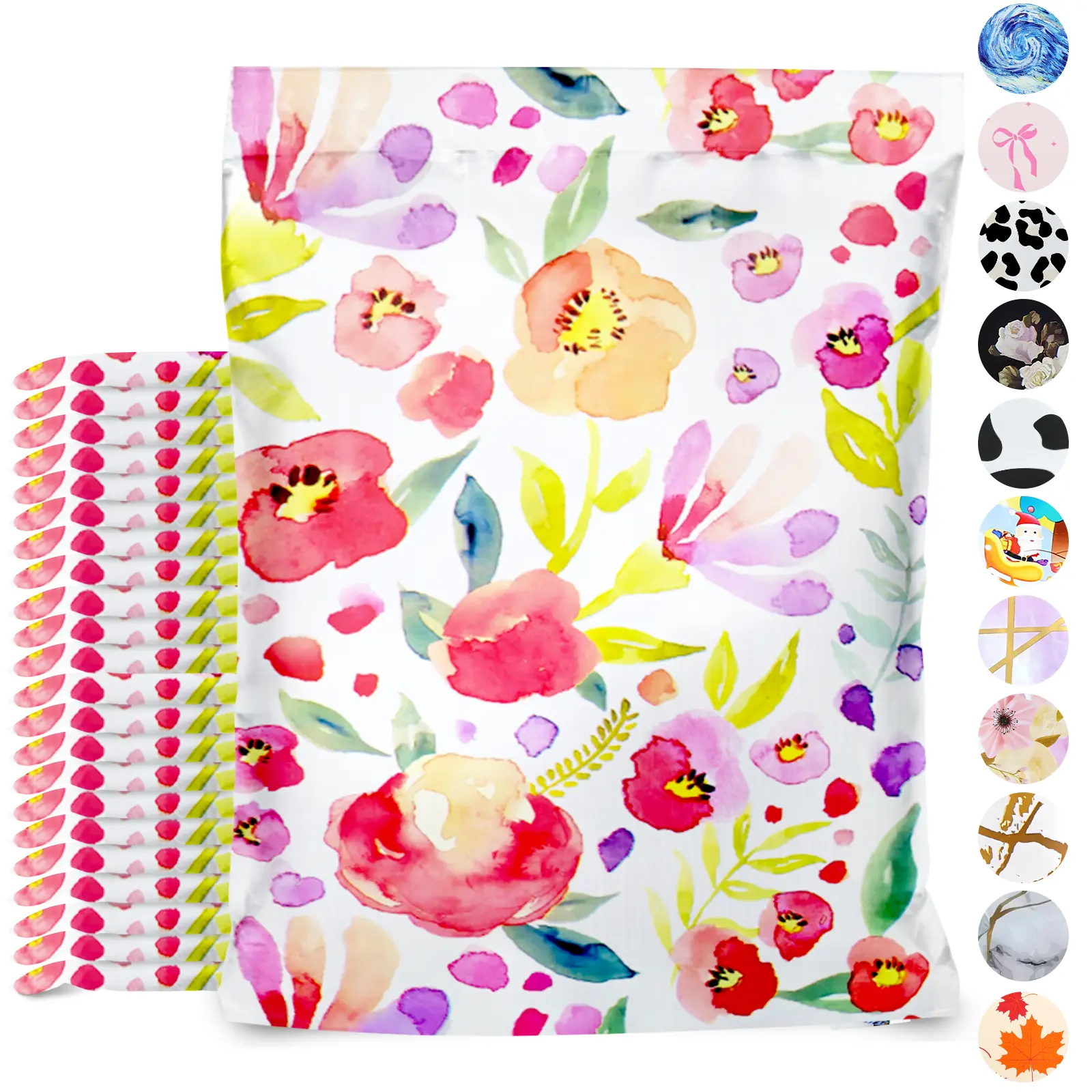 100-Pack 10×13 in Heavy-Duty Waterproof Poly Mailers, Pretty Package Designer Self-Sealing Shipping Bags for Small Businesses, Clothing Boutique Party & Gift Shipping Supplies