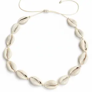 Natural Cowrie Shell Beads Necklace Adjustable Waterproof Daily Wear Jewelry