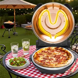Baker's Friend Electric Pizza Oven Indoor Countertop, 12 Inch Maker Machine for Home, Cooker & Grill, Premium Glazed Ceramic Stone Oven, Creamy White