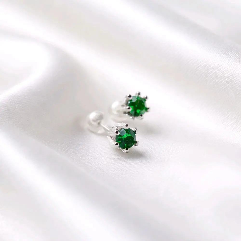 Earrings Studs Chrome Diopside Sterling Silver