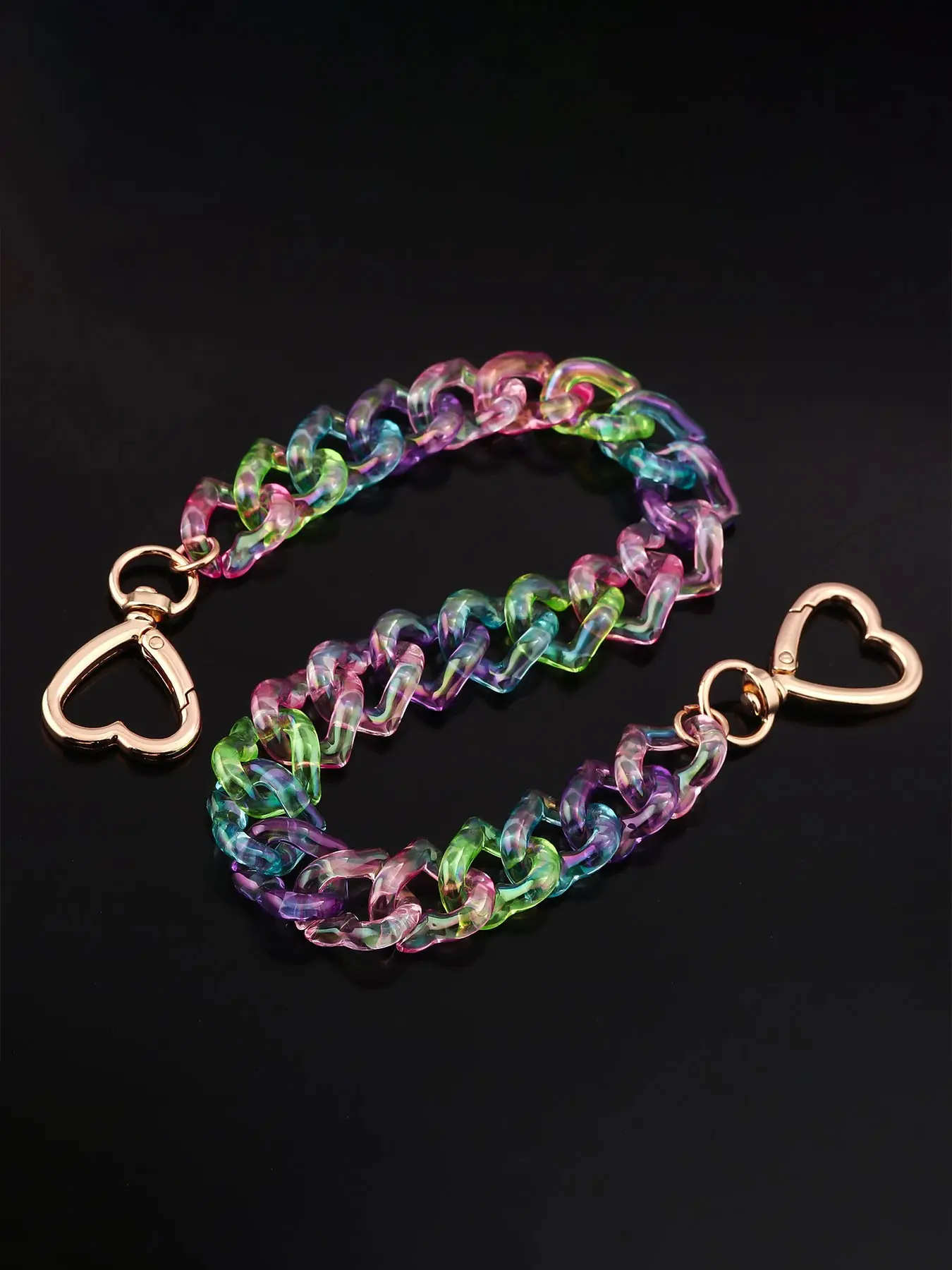 Colorful Acrylic Heart Bag Chain Charm Keychain, Heart Clasp Lobster Claw Purse Chain Charms, Keychain For Purse Heart Keychains