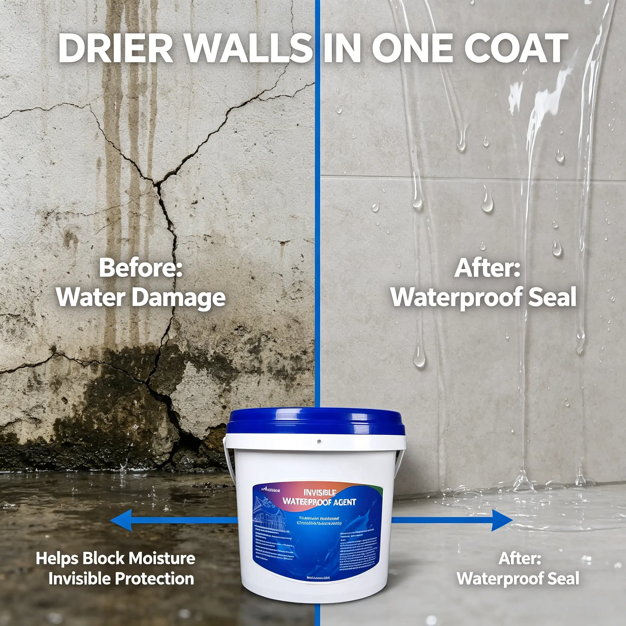 Invisible Waterproof Sealant with Leak Proof Design - Glue and Seal, Grout Sealer for Floor Tile, Masonry Repair Coating with Brush, No-Demolition Solution for Bathroom, Kitchen