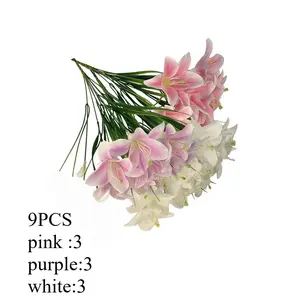 Large High Quality Elegant Simulation Flower Combination Bouquet - White, Pink, Purple Mixed Perfect Family Decoration Bouquet, Suitable for Weddings, Office Decorations, Valentine's Day Center, No Batteries, No Vases, Valentine's Day, Mother's Day