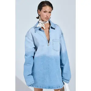 COOL GIRL OVERSIZED OMBRE DENIM SHIRT DRESS