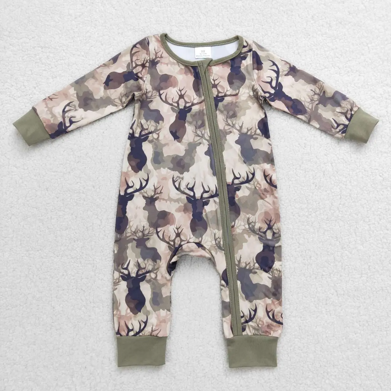 Baby Boys' Long-Sleeve Sleeper, Premium Soft Milk Silk Deer & Camo Print Sleepwear, Newborn Animals Clothes