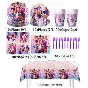 New Girl Group Theme Birthday Party Supplies, Disposable Paper Plates Napkins Tablecloth, Birthday Party Decorations Tableware Set