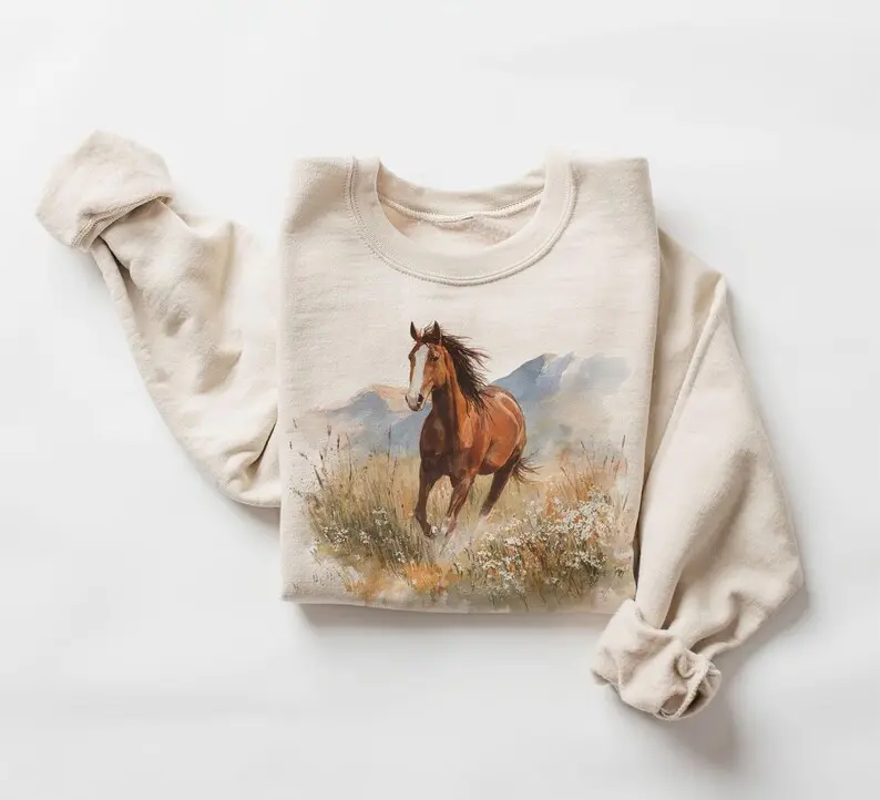 Retro 90's Chestnut Horse Horseback Riding Unisex Sweatshirt